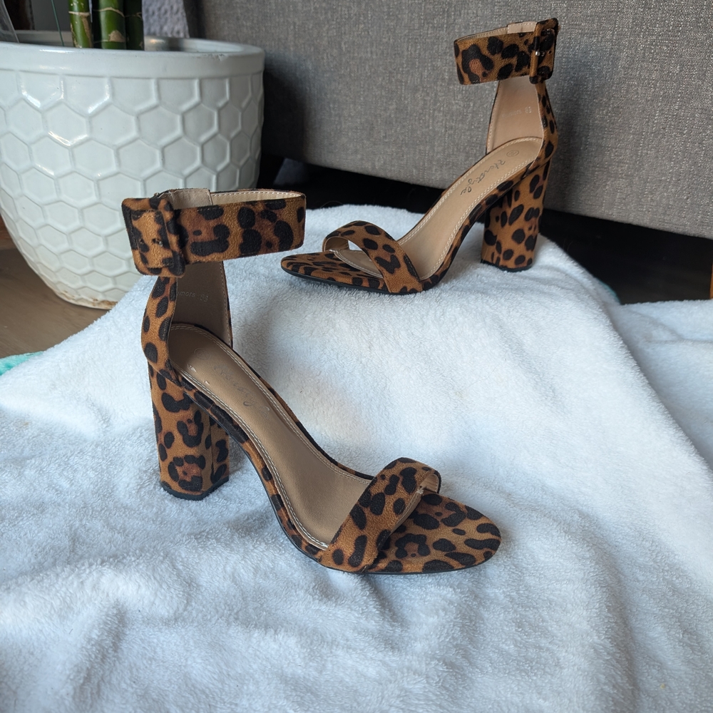 NEW Herstyle Leopard Print Block Heel Sandals - Womens 8.5